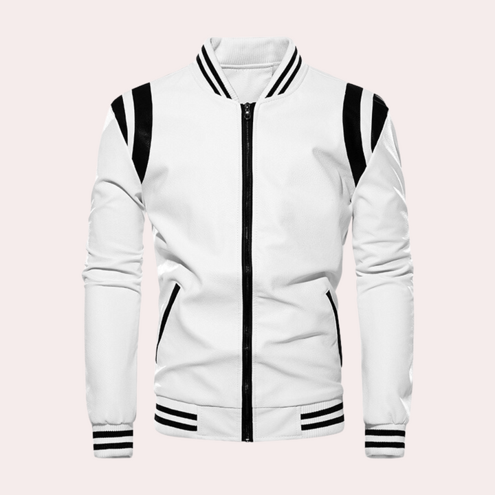 Men's Bomber Jacket with Zip and Sporty Stripes – Dorian