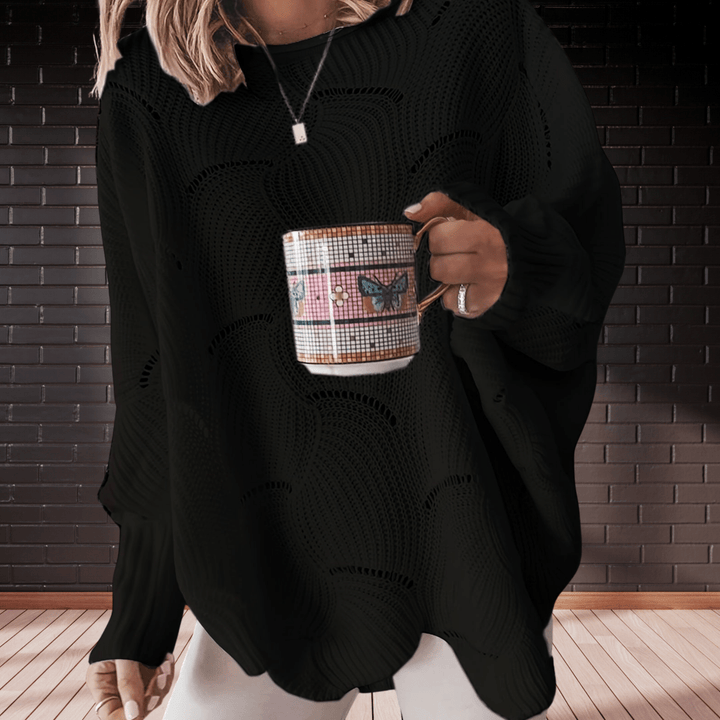 Ladies' autumn jumper made from ribbed fabric with an asymmetric hem – Annelie