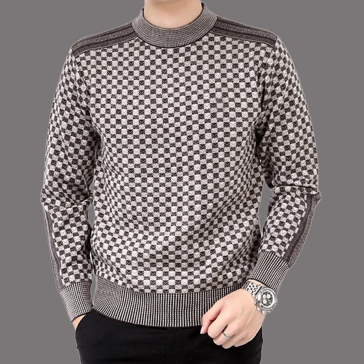 Men's sweater with check knit pattern – Fabian