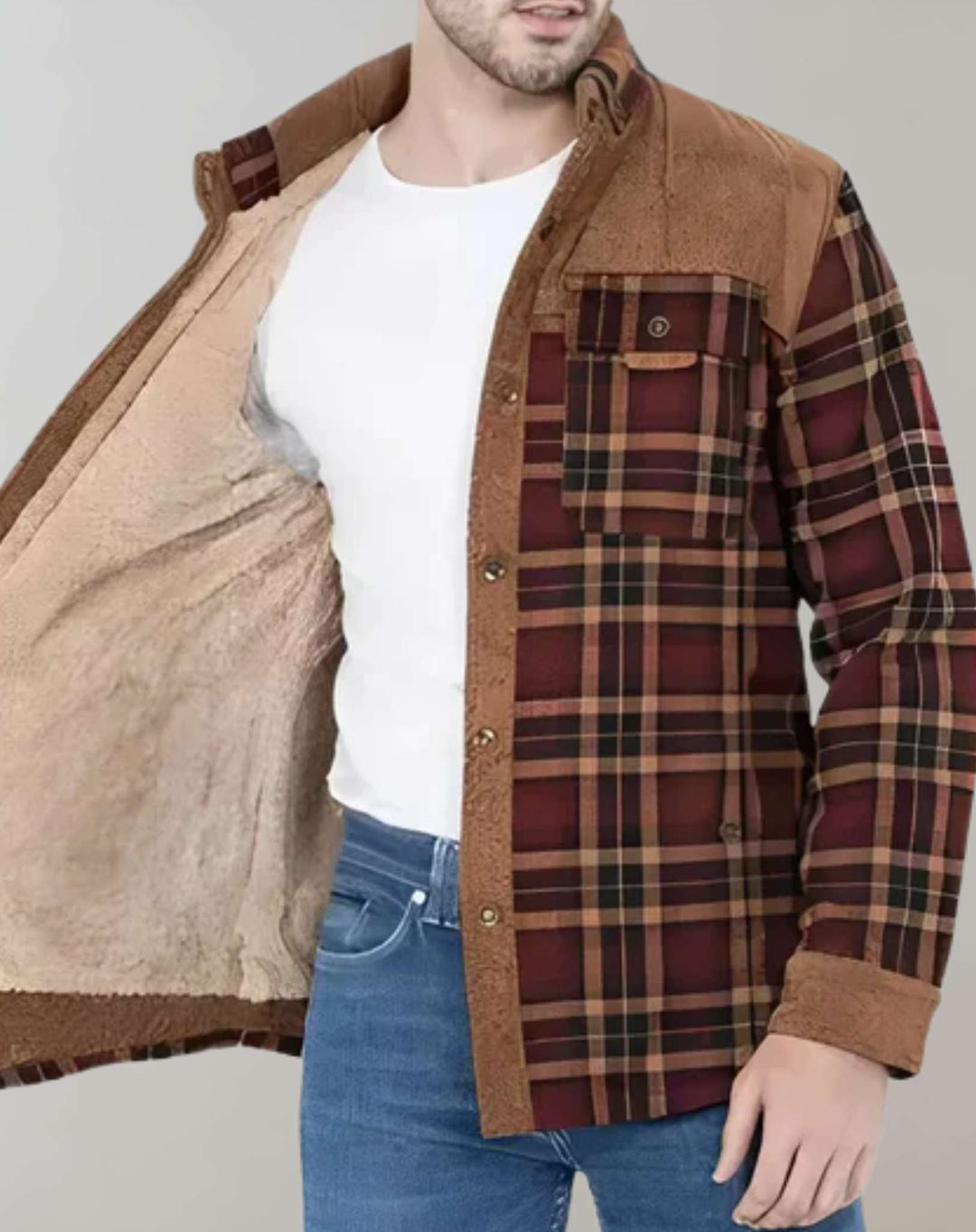 Padded men's flannel jacket with fleece – FlannelStyle