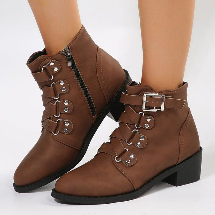 Ladies' ankle boots with block heel in vintage look – Yolisa