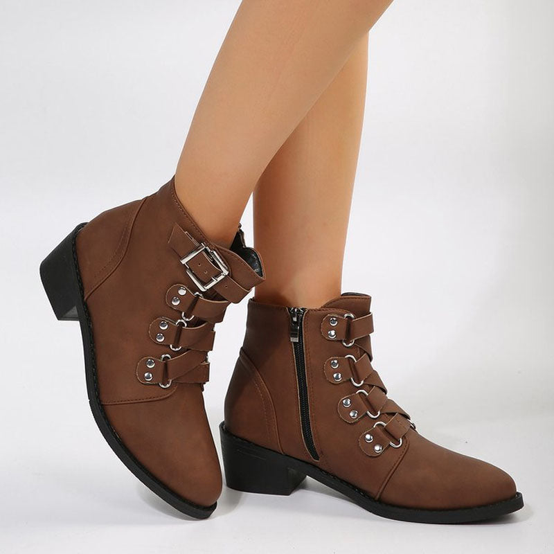 Ladies' ankle boots with block heel in vintage look – Yolisa