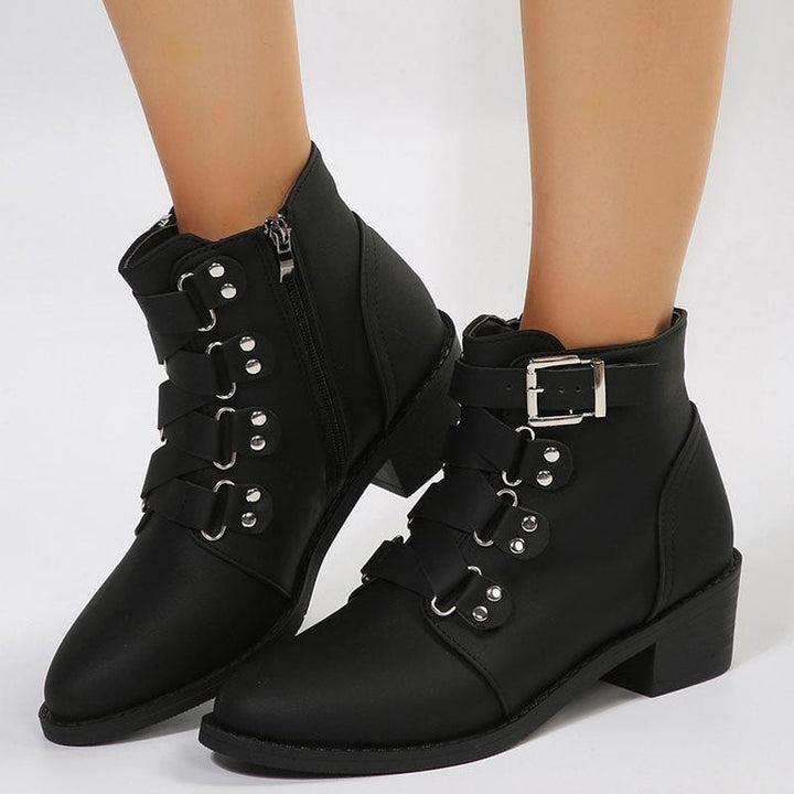 Ladies' ankle boots with block heel in vintage look – Yolisa