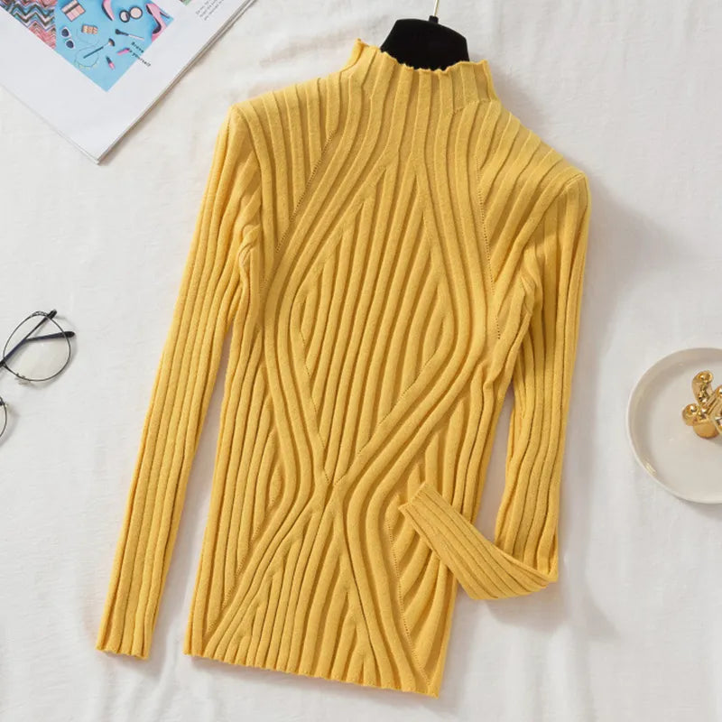 Ladies' knitted jumper with a roll neck and long sleeves – Elodie