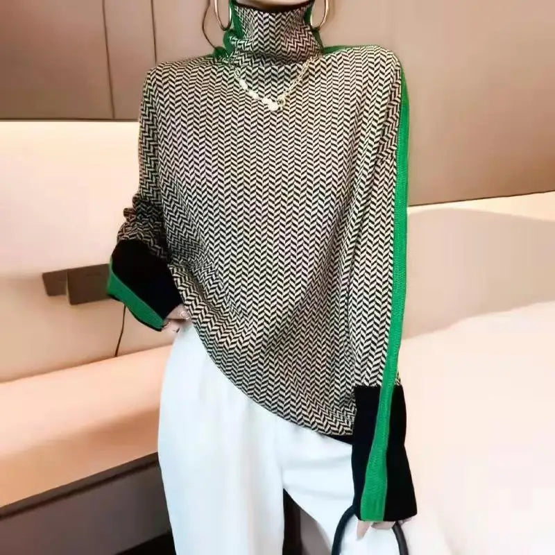 Ladies' roll neck sweater made of soft knit - Amira