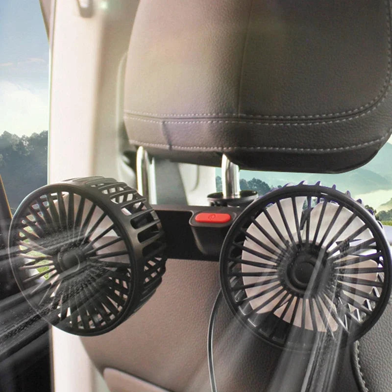 Portable USB Dual-Head Car Fan 360° Rotatable with 3 Speeds – CoolBreeze