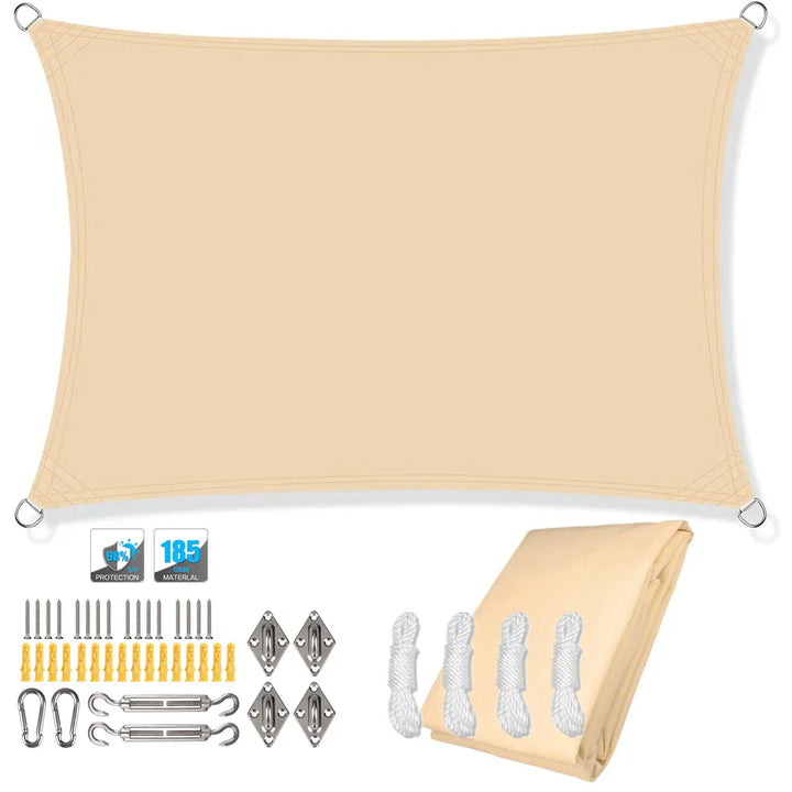 Waterproof Rectangular Sun Shade Sail with UV Protection & Mounting Kits – ShadeGuard