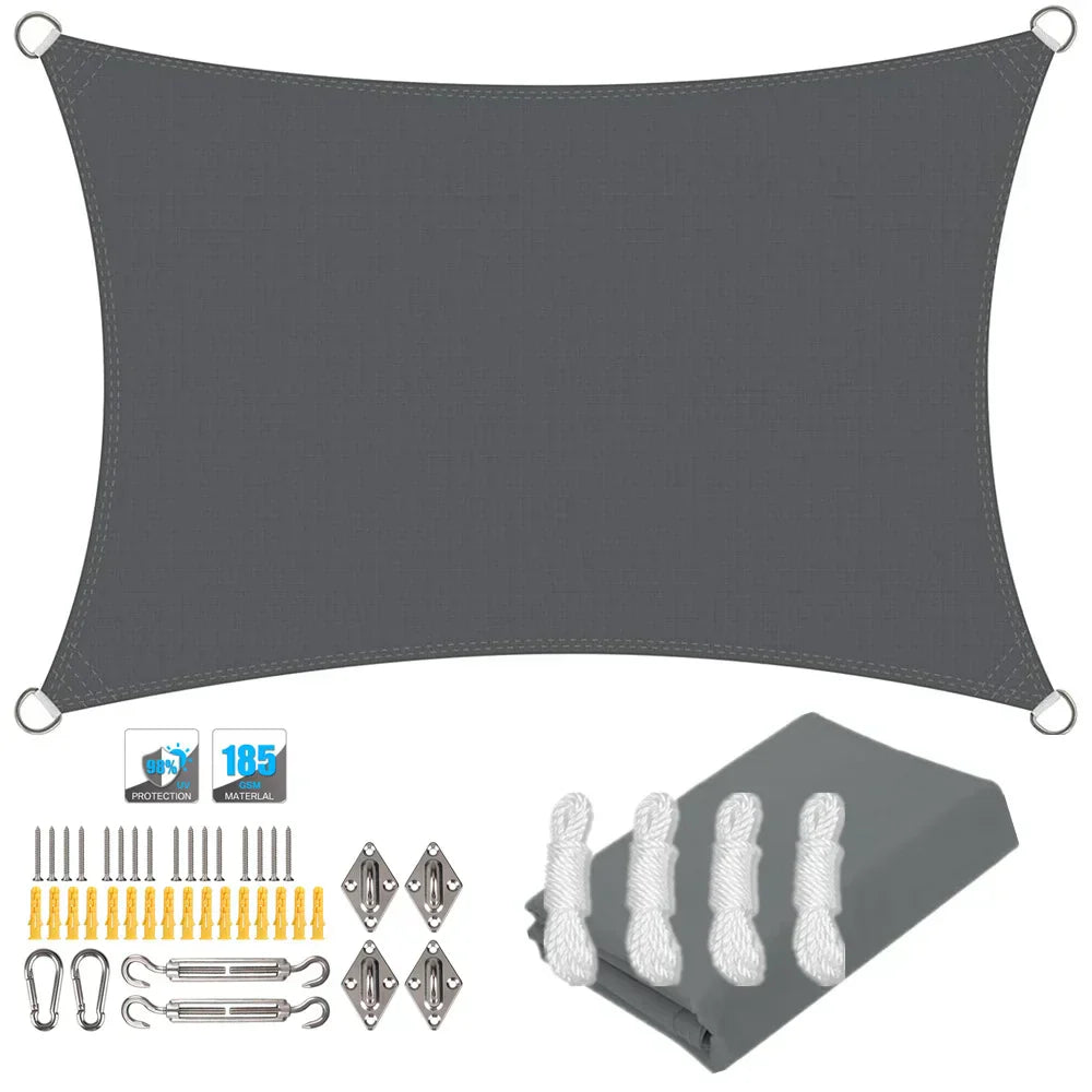 Waterproof Rectangular Sun Shade Sail with UV Protection & Mounting Kits – ShadeGuard