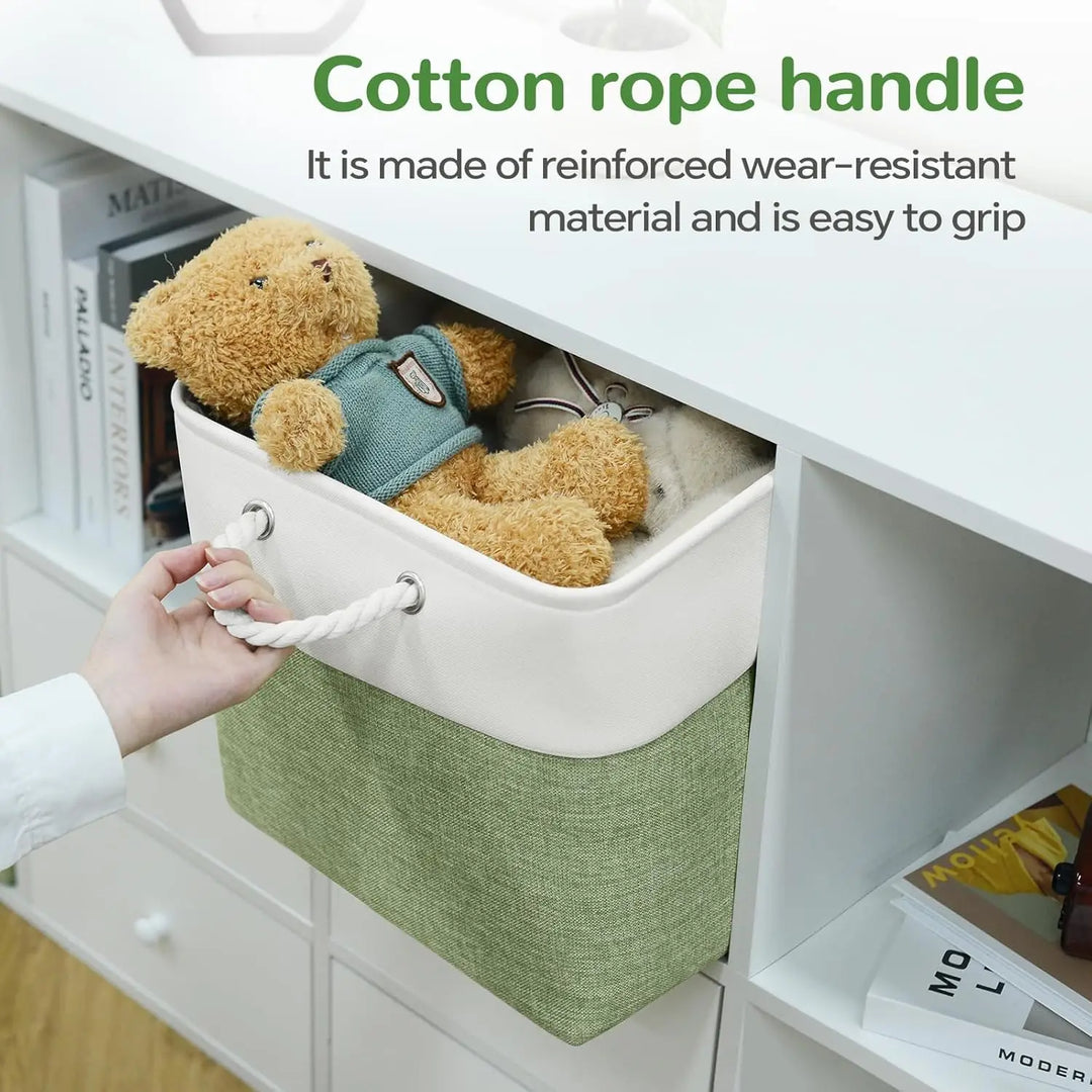 Set of 6 Foldable Fabric Cube Storage Boxes with Rope Handles – Nadir