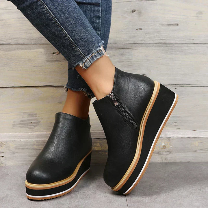 Stylish autumn wedge ankle boots – Mila