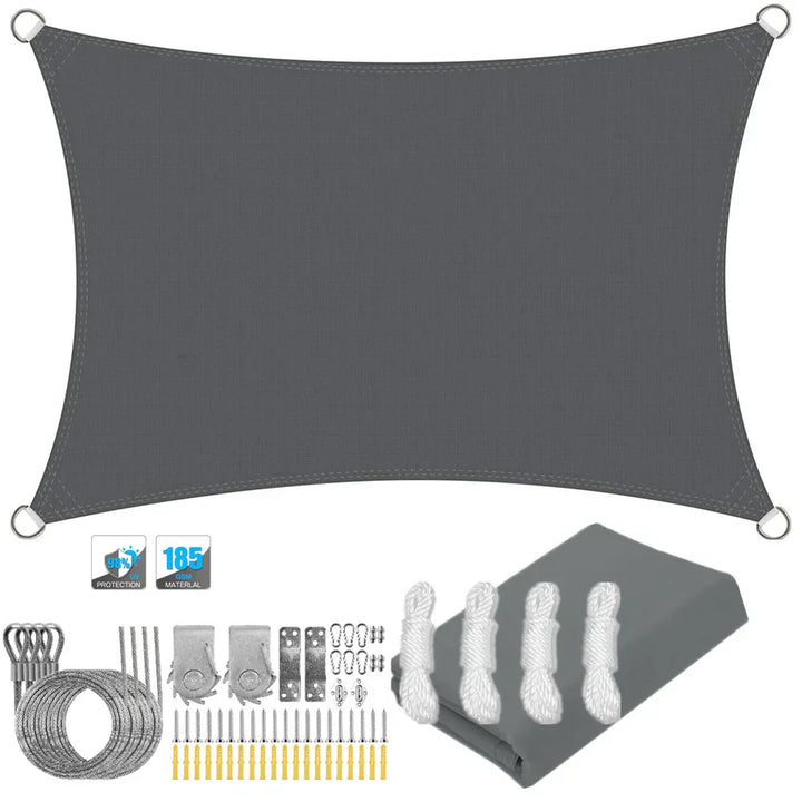 Waterproof Rectangular Sun Shade Sail with UV Protection & Mounting Kits – ShadeGuard