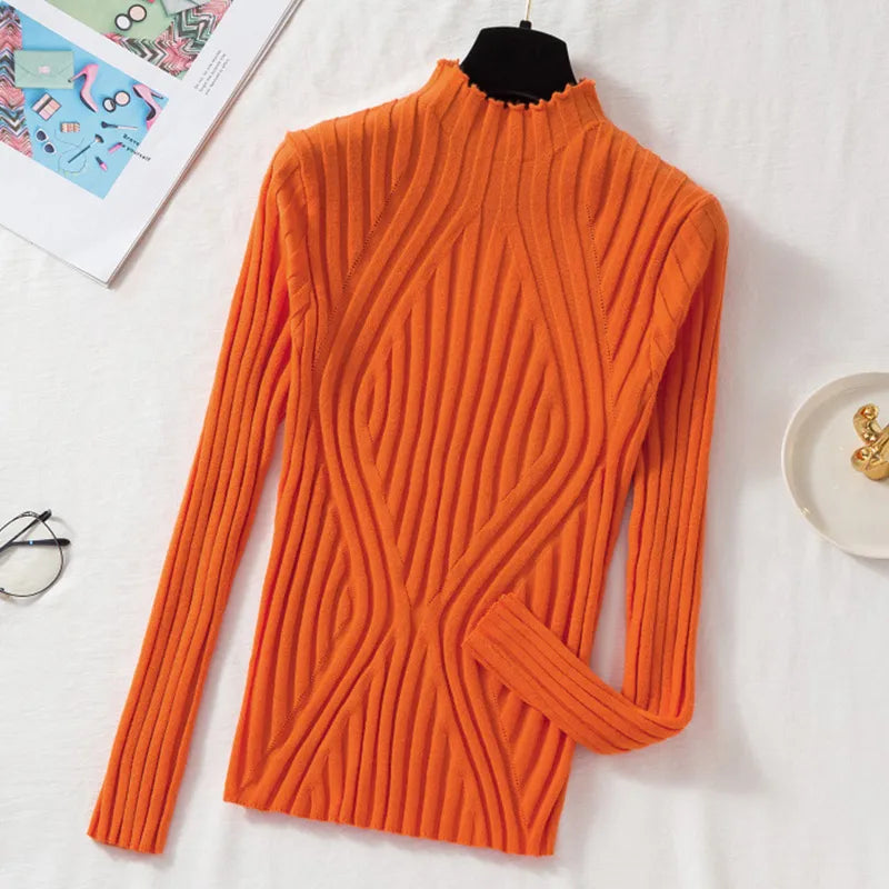 Ladies' knitted jumper with a roll neck and long sleeves – Elodie