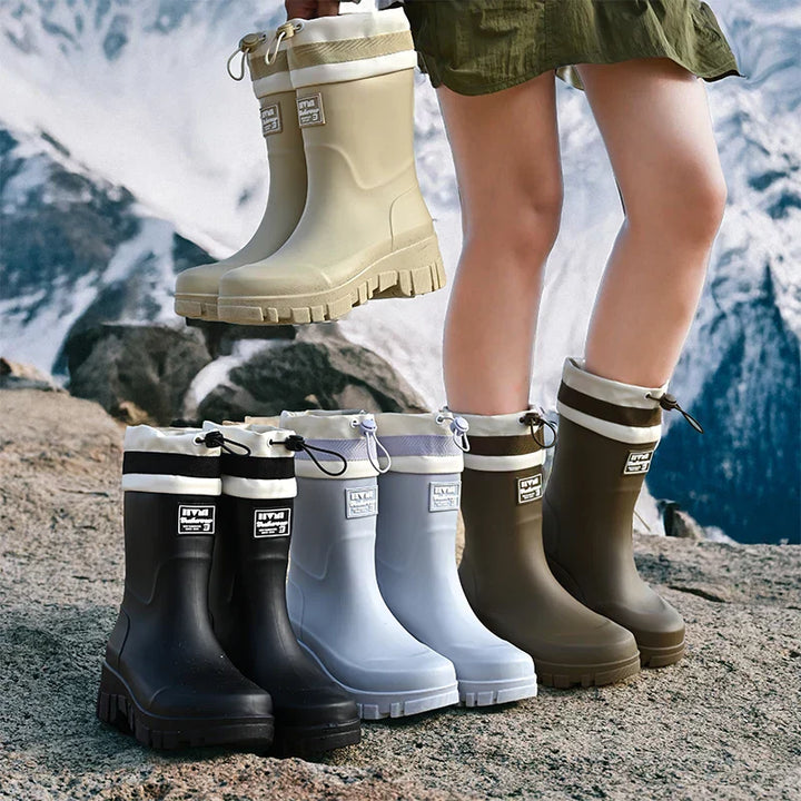 Ladies' waterproof retro look rain boots with anti-slip sole – Arlena