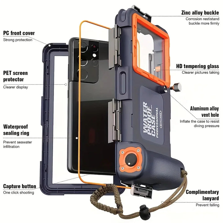 Waterproof Diving Phone Case with 15m Depth Protection & Lanyard – AquaShield
