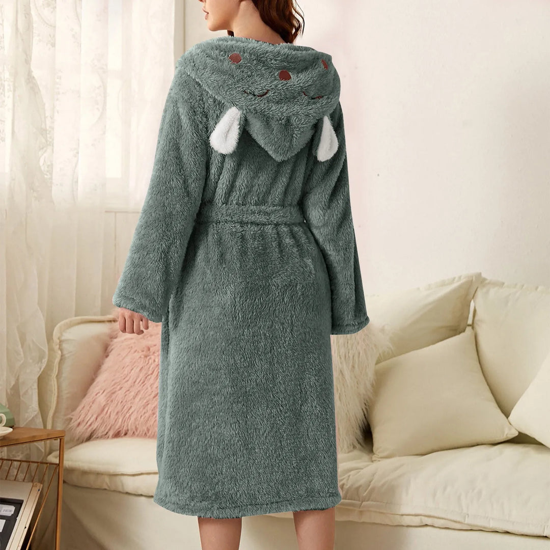 Warm flannel bathrobe with hood and bunny ears – BunnyHug