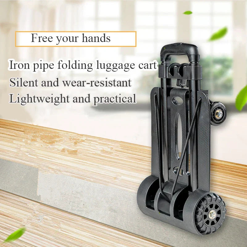 Folding Portable Hand Truck with 2 or 4 Wheels Adjustable Pull Rod – CarryFlex