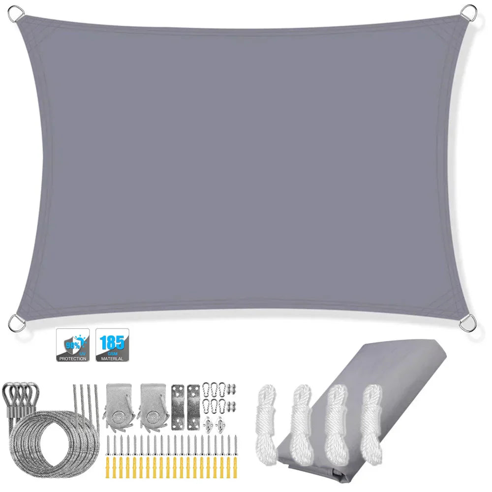 Waterproof Rectangular Sun Shade Sail with UV Protection & Mounting Kits – ShadeGuard