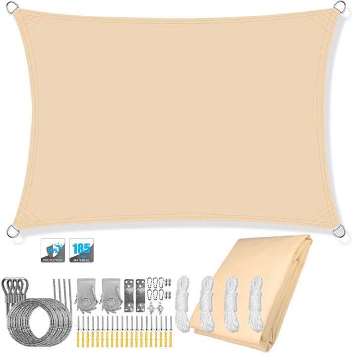 Waterproof Rectangular Sun Shade Sail with UV Protection & Mounting Kits – ShadeGuard