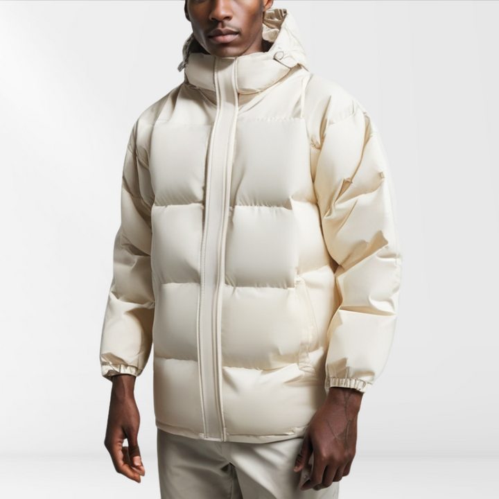 Padded men's puffer jacket with hood - Elias