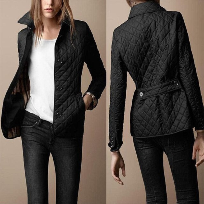 Women's quilted transitional jacket with button fastening – Armina