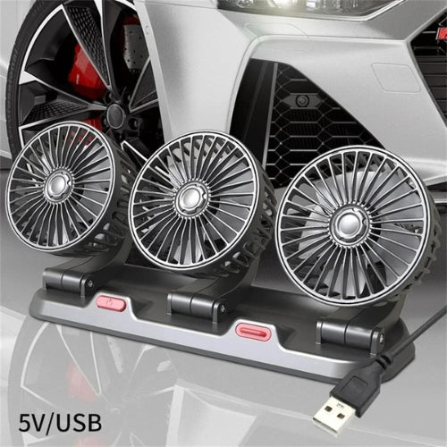 360° Adjustable 3-Head Car Fan USB/12V/24V – AirFlow