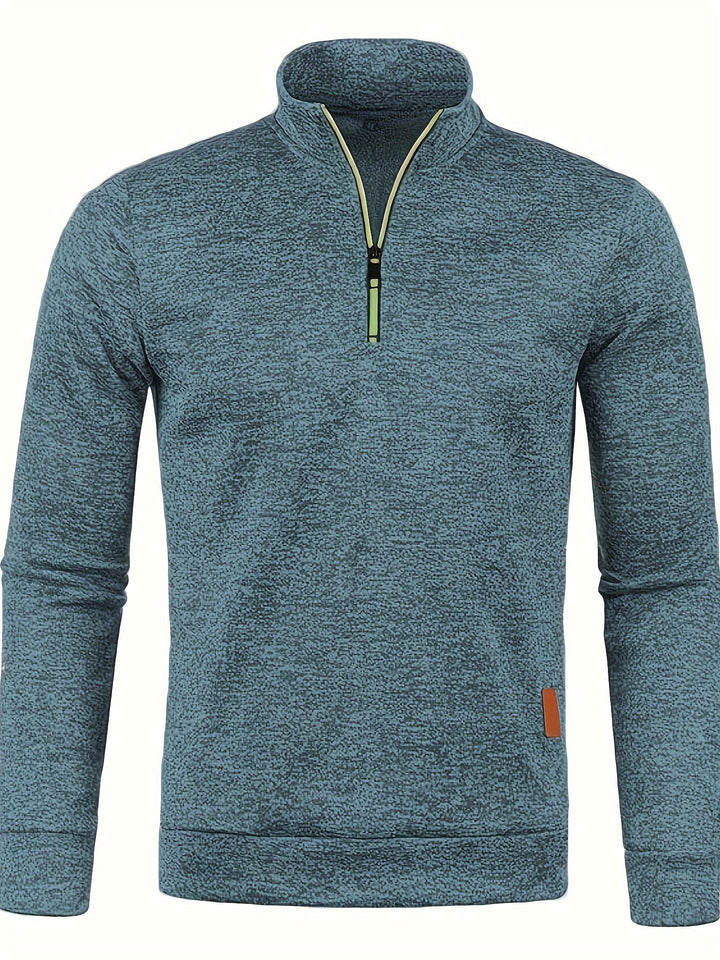 Men's pullover with neck zip for autumn & winter - Matteo