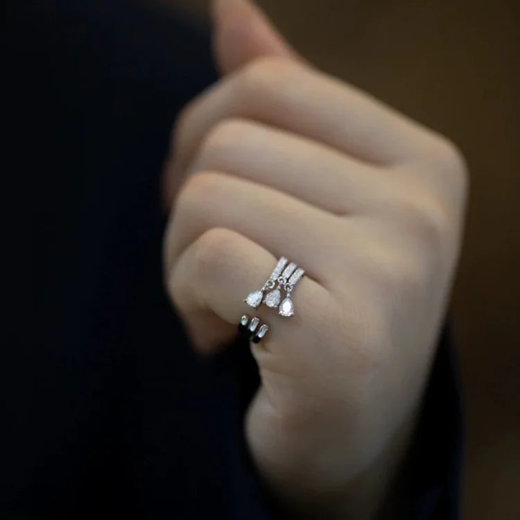 Adjustable Water Drop Ring - Isaline-Gold-Nora Luxe
