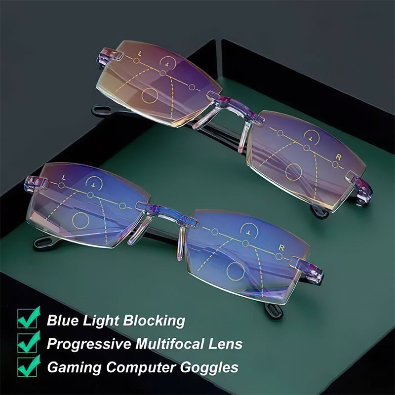 Advanced Anti-Blue Light Multifocal Reading Glasses - SapphireView-Gold-'+1.00/ 40-45 YEARS'-Nora Luxe