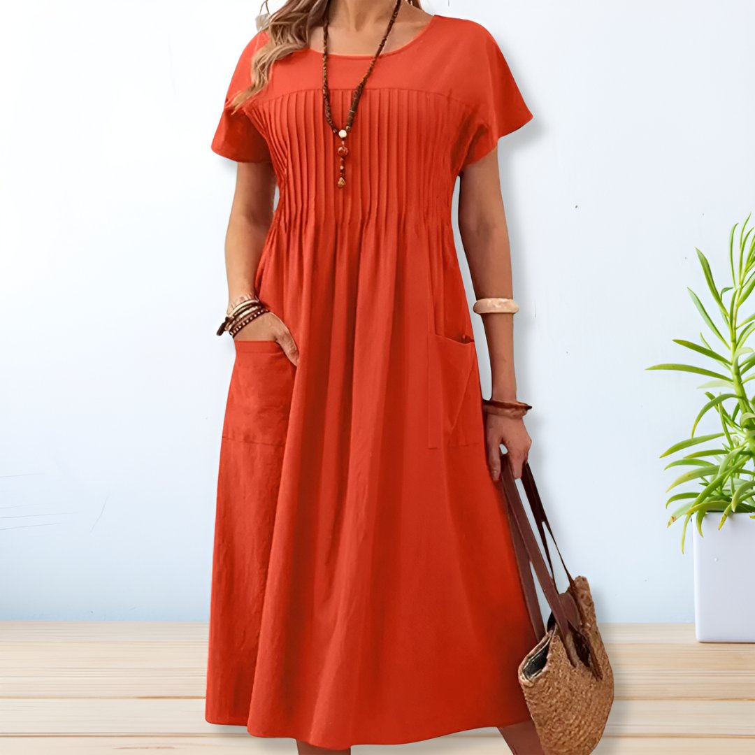 Airy & Comfortable Women's Summer Dress with Loose Fit – Tabea-Orange-S-Nora Luxe
