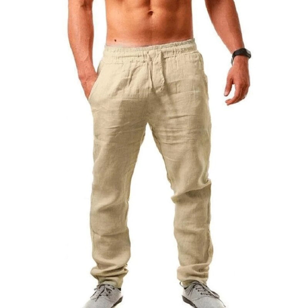 Airy Linen Trousers for Men - Noah-Beige-S-Nora Luxe