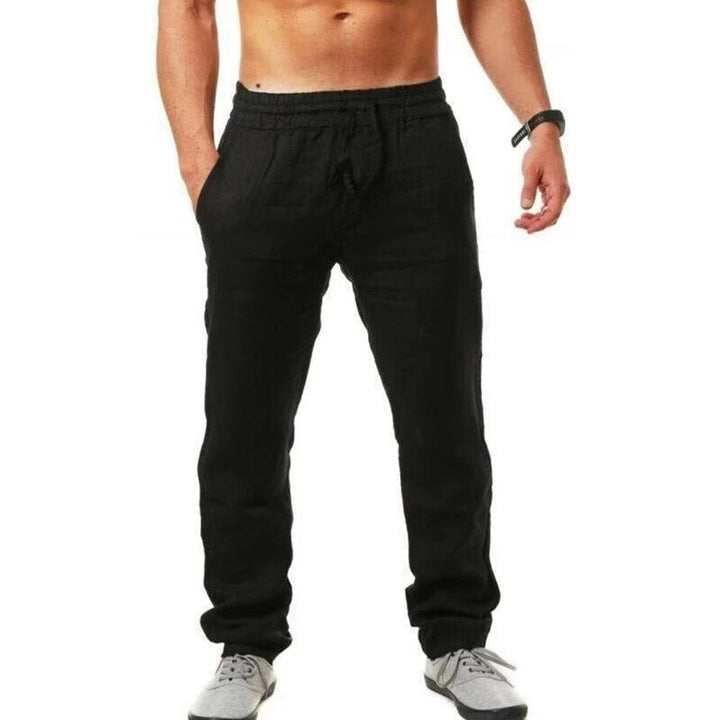 Airy Linen Trousers for Men - Noah-Black-S-Nora Luxe