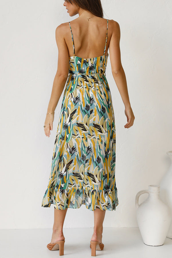 Airy maxi summer dress with a waist cut - Mira-Yellow-S-The Livary