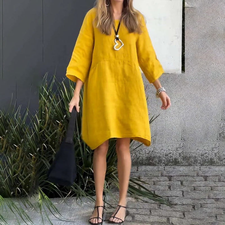 Airy summer dress with a loose fit & practical pocket – Malia-Pink-M-Nora Luxe