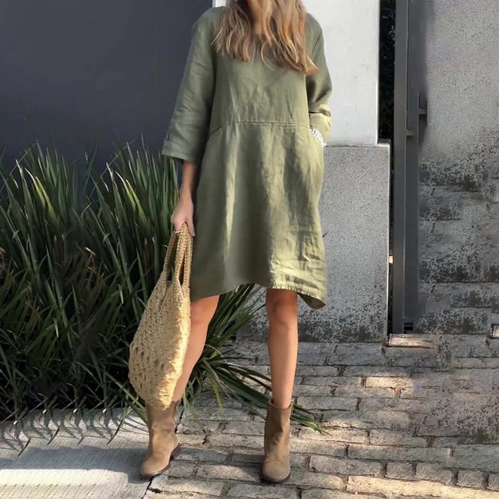 Airy summer dress with a loose fit & practical pocket – Malia-Pink-M-Nora Luxe