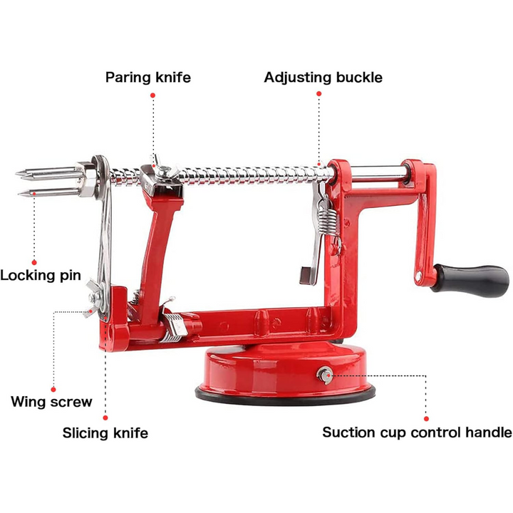 Apple Schiller & Cutter with Suction Cup - CoreSlicer-Red-Nora Luxe