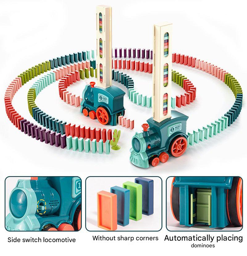 Automatic Domino Train Set - AutoDomino-Blue-60 Pieces-Nora Luxe