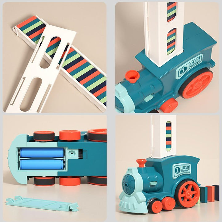 Automatic Domino Train Set - AutoDomino-Blue-60 Pieces-Nora Luxe