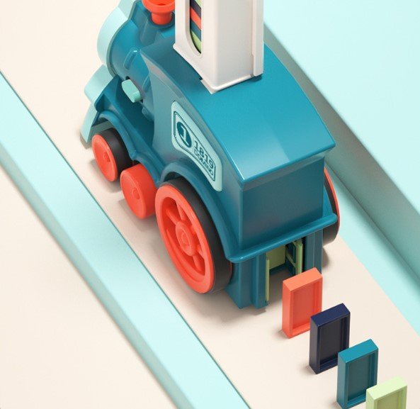 Automatic Domino Train Set - AutoDomino-Blue-60 Pieces-Nora Luxe