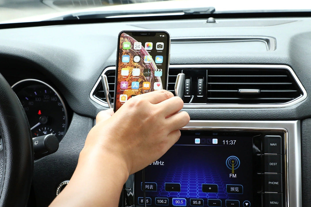 Automatic Phone Holder with Wireless Charger – GripCharge-Silver-The Livary