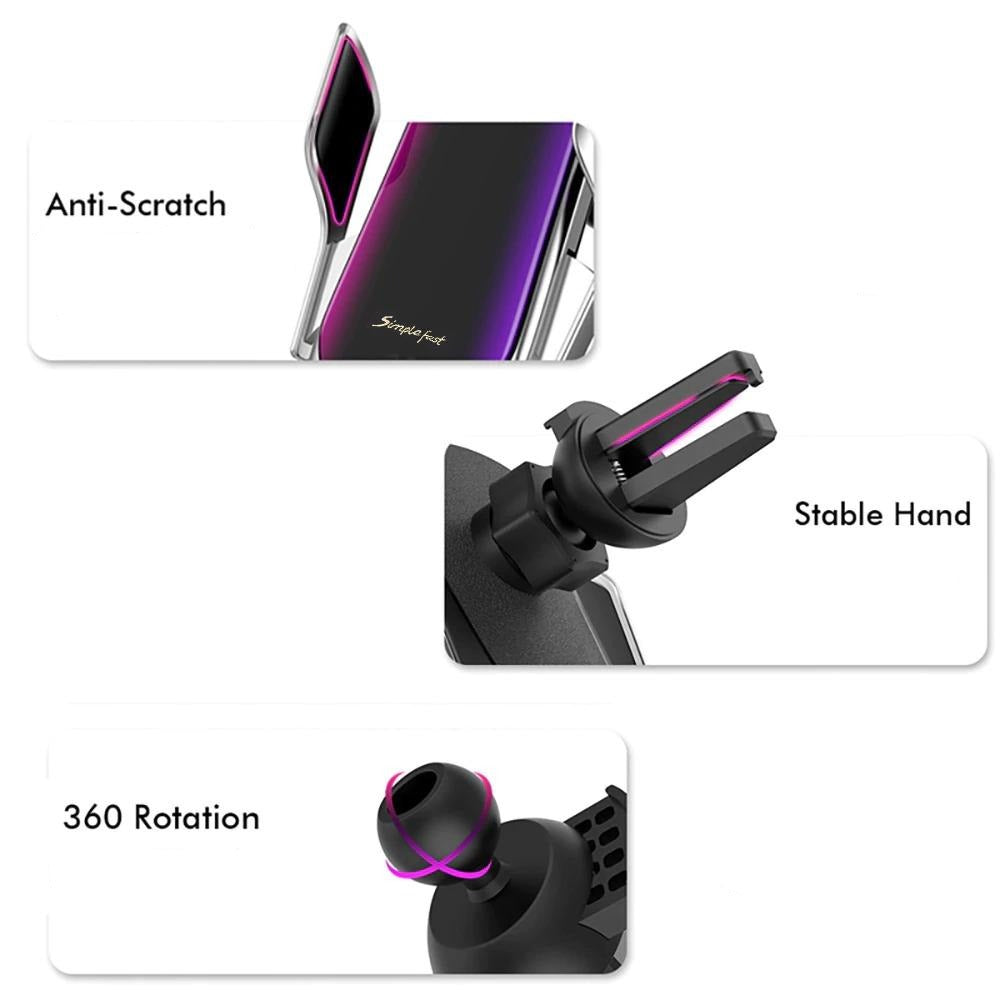 Automatic Phone Holder with Wireless Charger – GripCharge-Silver-The Livary