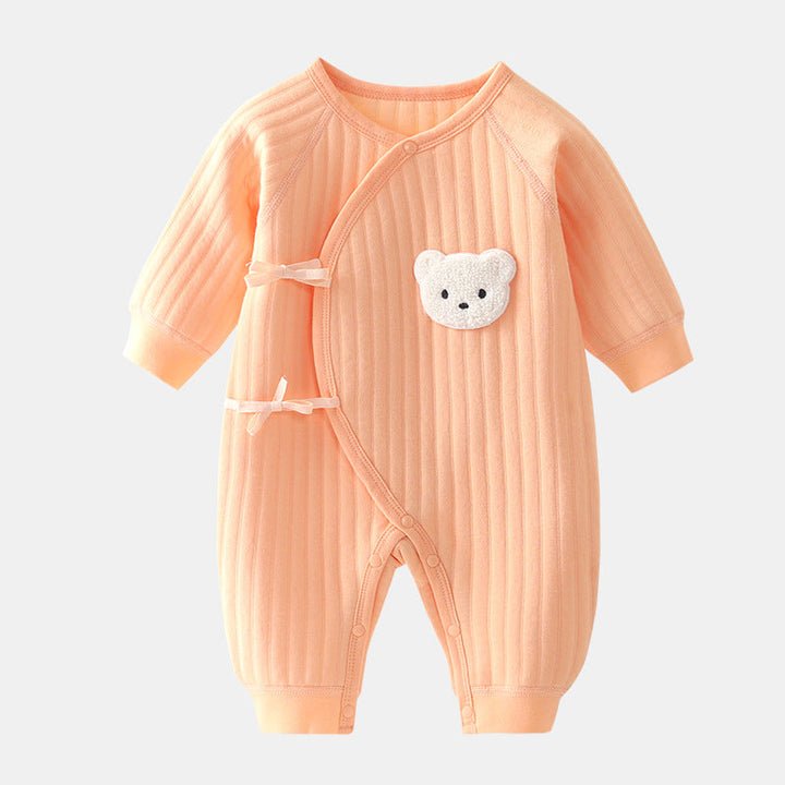 Baby romper with bear - Spring & autumn clothing-Orange-3 Months-Nora Luxe