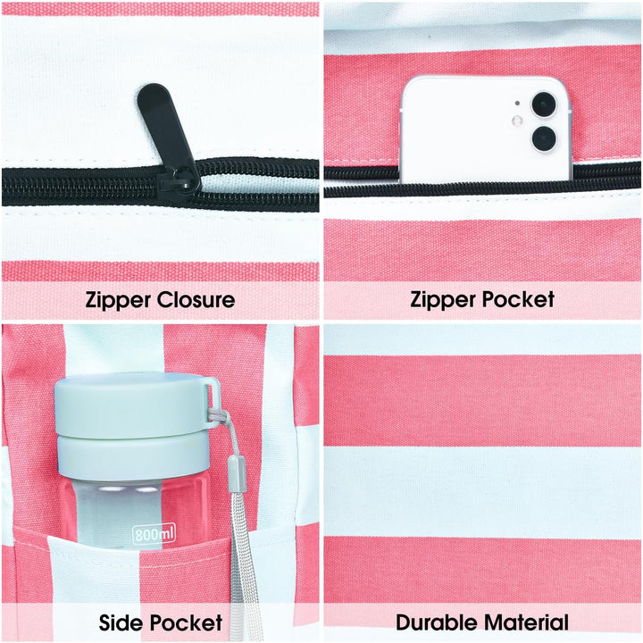 Waterproof Large Tote with Zipped Storage for Work & Play