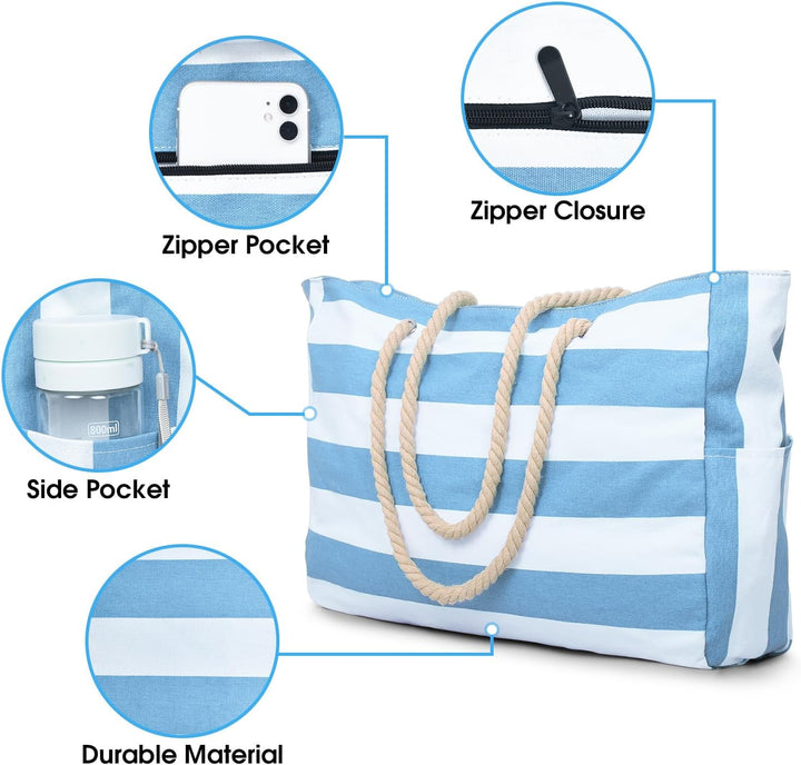 Waterproof Large Tote with Zipped Storage for Work & Play