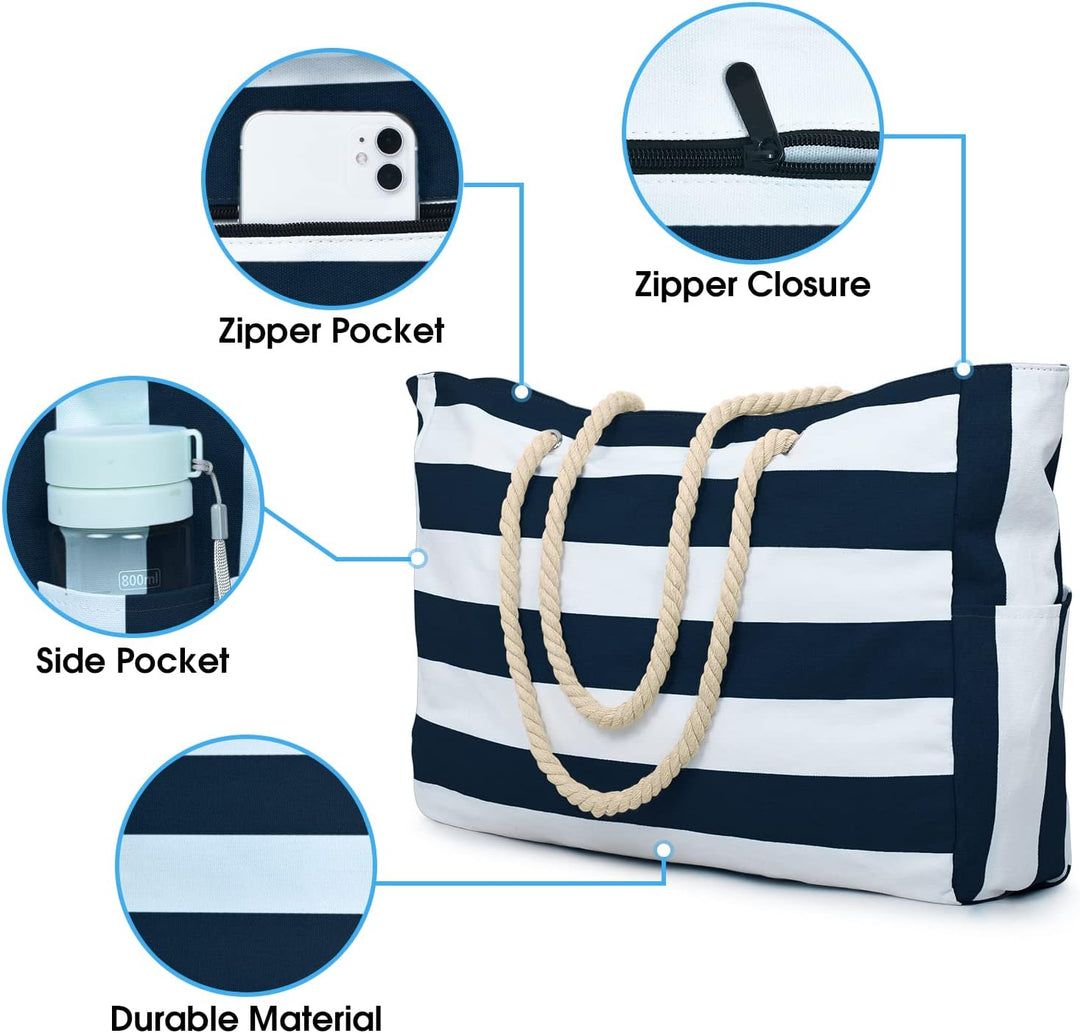 Waterproof Large Tote with Zipped Storage for Work & Play