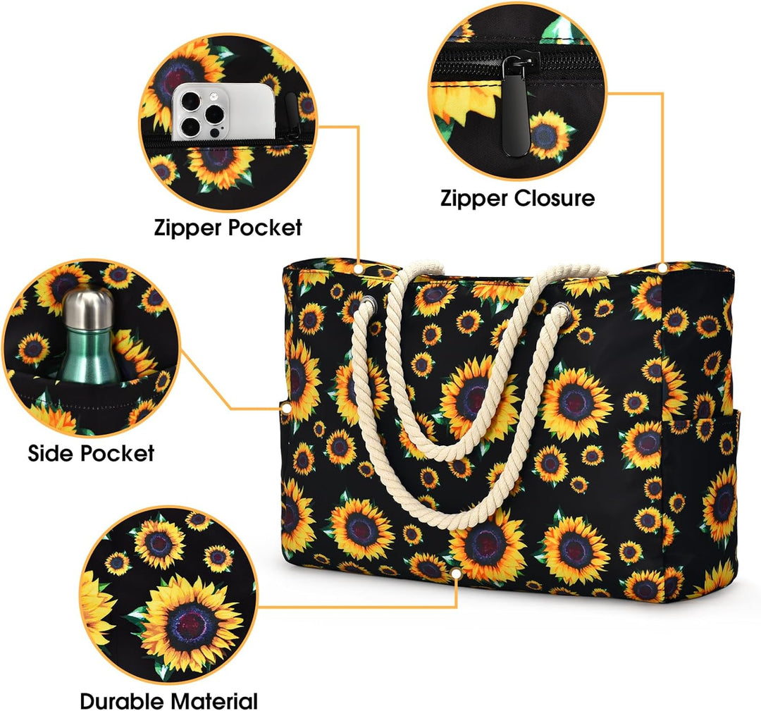 Waterproof Large Tote with Zipped Storage for Work & Play