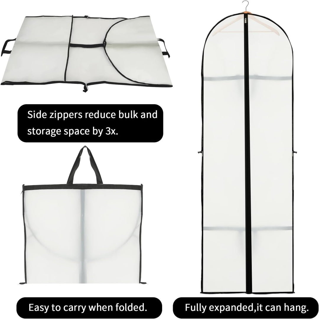 Long Garment Storage Cover – 70.87" (180.00 cm) Dress Bag with Zipper & Window (2-Pack)
