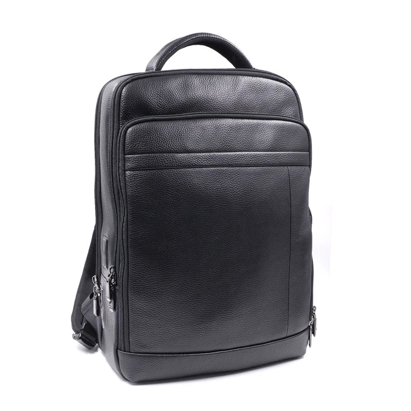 Premium Leather Backpack with Fingerprint Lock – Men’s Anti-Theft Backpack