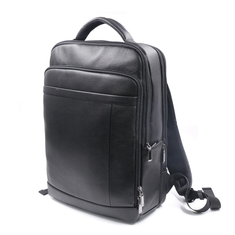 Premium Leather Backpack with Fingerprint Lock – Men’s Anti-Theft Backpack