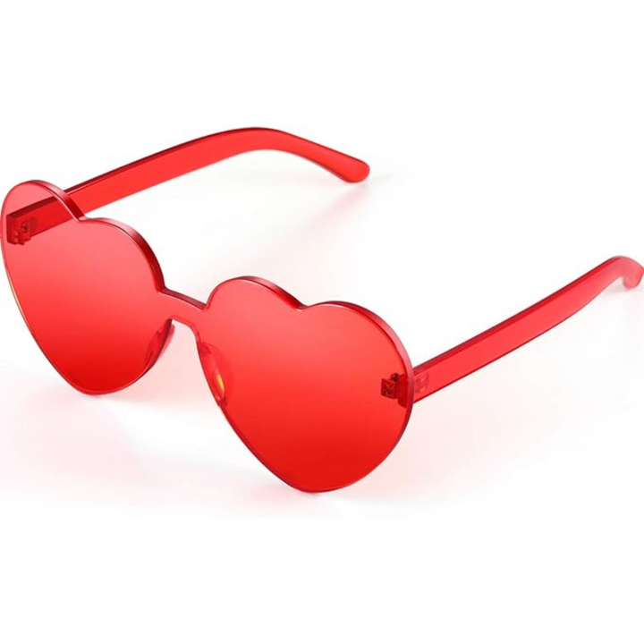Borderless Heart-Shaped Transparent Sunglasses - Cora-Red-Nora Luxe