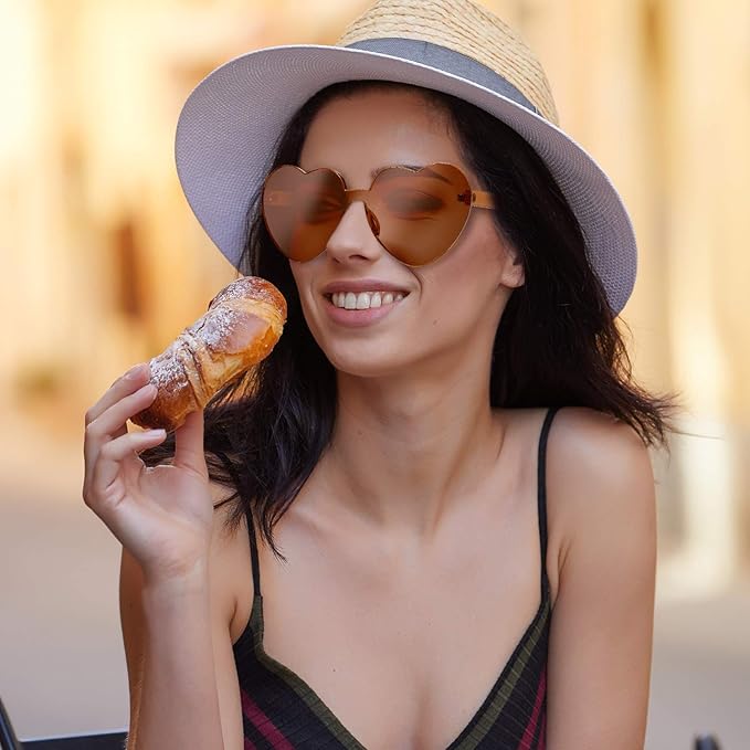 Borderless Heart-Shaped Transparent Sunglasses - Cora-Yellow-Nora Luxe